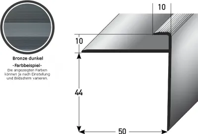 Produktbild von Einschubprofil "Castlebar" mit Nase für Parkett / Laminat, Einfasshöhe 10 mm, Aluminium eloxiert, gebohrt-bronze dunkel-1000