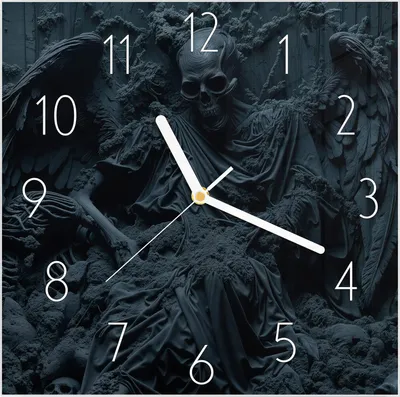 Produktbild von Wanduhr aus Glas mit Motiv Skeletthüter- 30 x 30 cm - inkl. Aufhängesystem