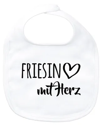 Produktbild von Huuraa Baby Lätzchen Friesin mit Herz White Klettverschluss  Baumwolle Latz Geschenkidee