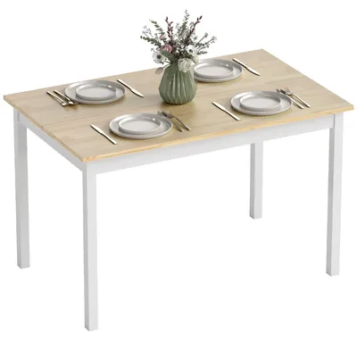 Produktbild von Esstisch, 120 x 75 cm Küchentisch mit Landhaus-Stil für 4 Personen, Holztisch für Wohnzimmer, Esszimmer, Natur