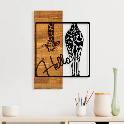 Produktbild von Wallity, Hello- SKL2222, Schwarz, Sonstige Wohndekorationen, 35 x 3 x 50 cm, 50% Holz (Dicke: 3 cm) / 50% Metall (Dicke: 1
