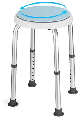 Zdjęcie produktu dla Krzesło prysznicowe obrotowe 360 stopni - Regulowana wysokość 34-52 cm - Maks. 136 kg - Aluminium