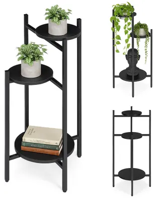 Zdjęcie produktu dla Kwietnik stojący stojak na kwiaty ozdoby 3 poziomy czarny ModernHome