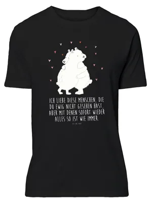 Produktbild von Mr. & Mrs. Panda Tshirt Eisbär Umarmen - Schwarz - Geschenk, S T-Shirt, Lustige Sprüche, Lustiges, oberteil, Shirt