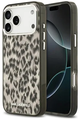 Immagine prodotto di Custodia MagSafe per iPhone 17 Pro Max con motivo leopardato, design Karl Lagerfeld (colore marrone)
