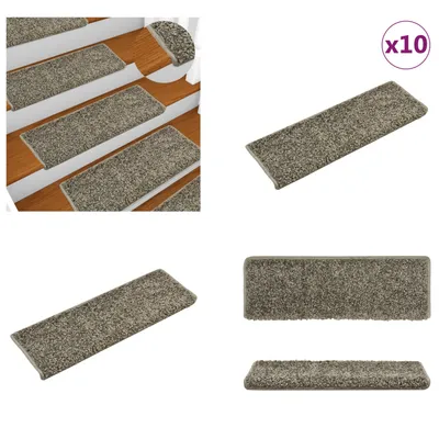 Image de vidaXL Tapis d'escalier 10 pcs 65x21x4 cm Gris - Tapis d'escalier - Tapis d'escalier - Protection d'escalier
