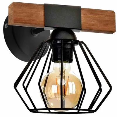 Image de Applique murale ULF bois foncé-noir 1xE27x60W métal dim. : 23x20x23 cm IP20 Milagro