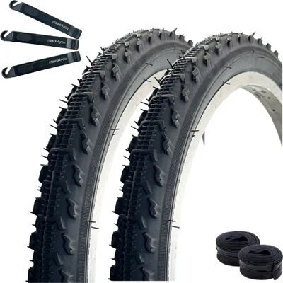 Zdjęcie produktu dla 2 x opony rowerowe VEE Rubber V185 20" czarne 50-406 (20 x 1,95) + 2 x pasujące dętki AV wraz z dźwigniami do opon maxxi4you