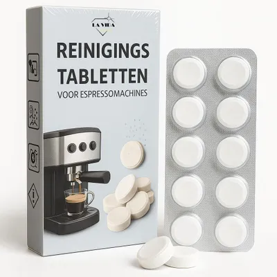 Produktbild von Reinigungstabletten für Kaffeemaschinen – 20 Stück – Universeller Kaffeemaschinenreiniger – Pflegetabletten für Espresso- und Kaffeeautomaten