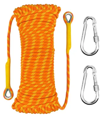 Obrázok produktu pre Elzusha – 20 metrov statického lana, priemer 10 mm, určené na outdoorové aktivity, s oceľovými karabínami