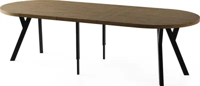 Obrázek produktu pro Jídelní stůl kulatý velký XXL Rozkládací v loftovém stylu - 100 až 250 cm - Extra dlouhý rozkládací stůl s černými dřevěnými nohami, industriální stůl pro 5-14 osob - Rustikální hnědý dub