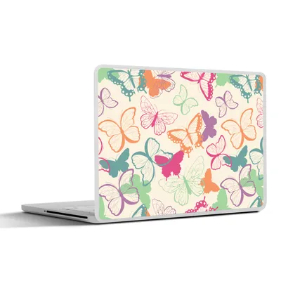 Produktbild von MuchoWow® Laptop Aufkleber Sticker Cover Schmetterlinge - Muster - Insekten 31x22.5 cm - Laptop-Deko