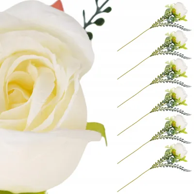 Produktbild von Topoblu Künstliche Weiße Rose Zweig 43cm Deko 6 Stück