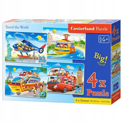 Immagine prodotto di Puzzle 4 in 1 (8+12+15+20 pezzi) Attraversa il Mondo 41015