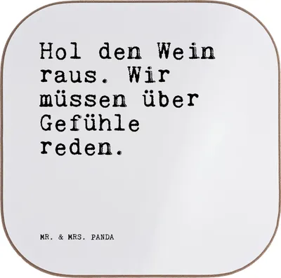 Produktbild von Mr. & Mrs. Panda Holzuntersetzer Hol den Wein raus.... - Weiß - Geschenk, Mitbringsel, Getränkeuntersetzer, Coaster, Weintrinker, Sprüche, Tassenuntersetzer, Genießer