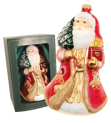 Produktbild von Krebs Glas Lauscha  Christbaumschmuck Weihnachtsmann mit Schatztruhe