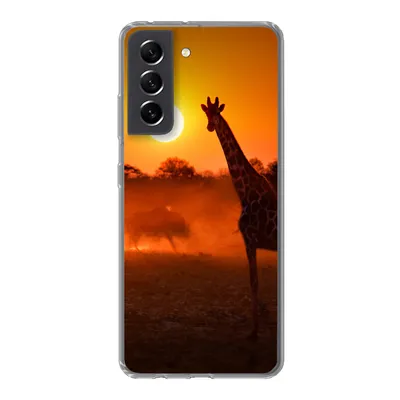 Produktbild von MuchoWow® Handyhülle Schutzhülle Hülle für Samsung Galaxy S21 FE Giraffe - Sonne - Savanne Silikon Softcase Handy Hülle - Mobiltelefonhülle