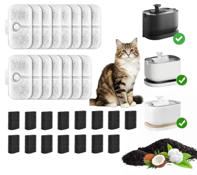 Ersatzfilter-Set für Katzenbrunnen, 30-teilig, 15 Filter + 15 Schwämme