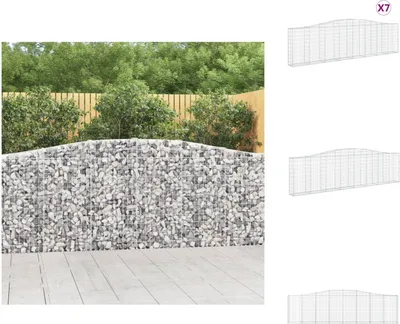 Produktbild von vidaXL Gabionen mit Hochbogen 7 Stk. 400x30x100/120cm Verzinktes Eisen -  Blumentöpfe & Pflanzgefäße