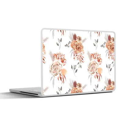 Produktbild von MuchoWow® Laptop Aufkleber Sticker Cover Blumen - Blätter - Bohème - Weiß 32.5x23.5 cm - Sticker für Laptop - Selbstklebend