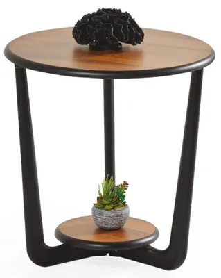 Obrázek produktu pro Kulatý konferenční stolek, černá a hnědá barva, dřevo, moderní design, boční stolek,