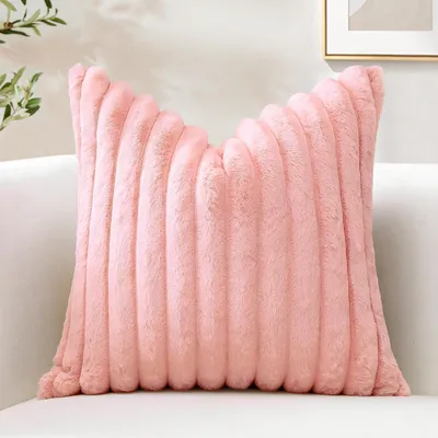 Produktbild von Kissenbezug Plüsch Samt Kunstpelz Rosa 50x50cm 1 Stück