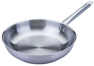 Bratpfanne 24 cm Edelstahl mit ovalem Griff, induktionsgeeignet