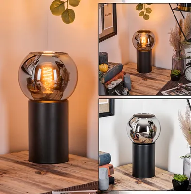 Produktbild von Cesaro Tischlampe aus Metall/Glas in Schwarz/Chrom-/Rauchfarben