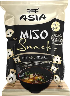 Verpackungsbild XOX knuspriger Asia Maissnack mit Miso Geschmack und Umami 80g