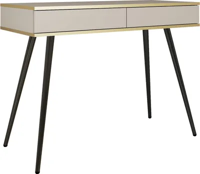 Produktbild von Schminktisch mit Schubladen Rodi - Konsolentisch 100 cm, gold Accessoires mit Beinen - Beige + Schwarz