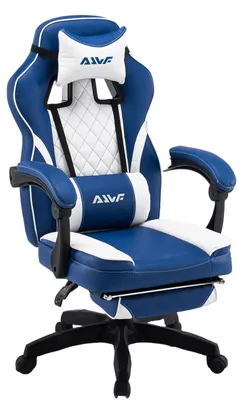 Obrázek produktu pro Ergonomická herní židle s nastavitelnou bederní opěrkou a opěrkou hlavy a výsuvnou podnožkou