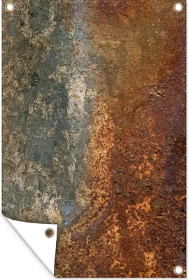 Produktbild von MuchoWow® 60x90 cm Outdoor-Poster Gartendeko Sichtschutz Garten Poster für den Garten  Stahl - Rost - Alt - Orange - Grau - Muster - Abstrakt