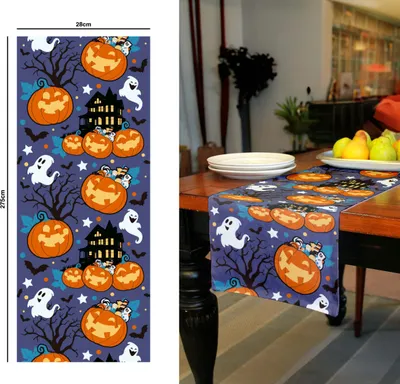 Image de Halloween Citrouille Nappe Maison de l'horreur Décoration de table mystique, Couleur : Multicolore