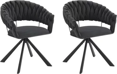 Productafbeelding van Famanu Eetkamerstoel Set van 2 - Draaibare fluweelstoelen - Modern design - Grijs