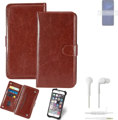 Produktbild von K-S-Trade 360° Hülle kompatibel mit ZTE Axon 41 5G inkl. Headphones braun Kunstleder Case BookCase WalletCase Kunstlederederhülle Handyhülle,