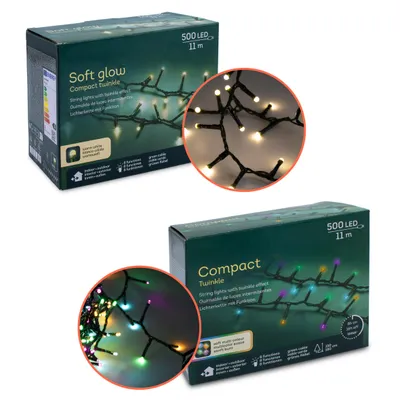 Obrázek produktu pro 3.06 LED pohádková světla vícebarevná / jemně barevná - 500 LED / 11m - Kompaktní mihotání 8 funkcí a časovač