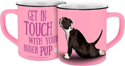 Produktbild von Tasse Yoga Dogs Inner Pup pink Emaille-Optik 400ml