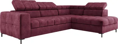 Produktbild von PABLO Ecksofa 279x201 cm Mit Schlaffunktion, Bettkasten, Verstellbaren Kopfstützen, Samtigem CLOUD-Stoff, Pflegeleicht Mit EASY CLEAN-Technologie, Metallfüße Rechts Layout, Farbe BRUNNEL