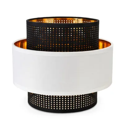 Produktbild von LUXOLAR Lampenschirm E27 Loft Weiß Schwarz Gold Perforiert Ø21 cm A-6