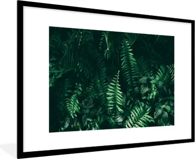 Produktbild von MuchoWow® Gerahmtes Poster Blätter - Dschungel - Natur - Tropisch - Pflanzen 90x60 cm - Poster mit Schwarzem Bilderrahmen Wandposter Rahmen Foto Bilder - Wanddekoration - Fotos