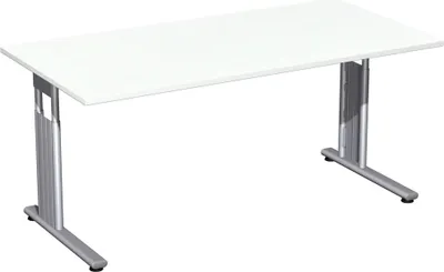 Produktbild von Gera Flex Schreibtisch feste Höhe, 1600x800x720, Weiß/Silber