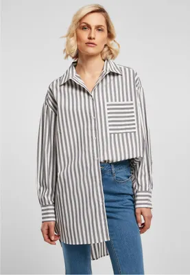 Produktbild von Urban Classics - Damen Oversized Stripe Hemd WHITE/DARKSHADOW S