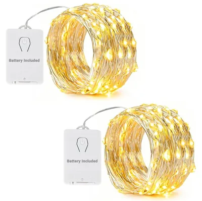 Lichterkette auf Batterien, 2x6m, 60 LEDs, warmweiß