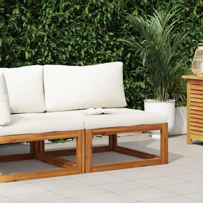 Image de vidaXL Canapé central modulaire avec coussins blanc crème Acacia massif
