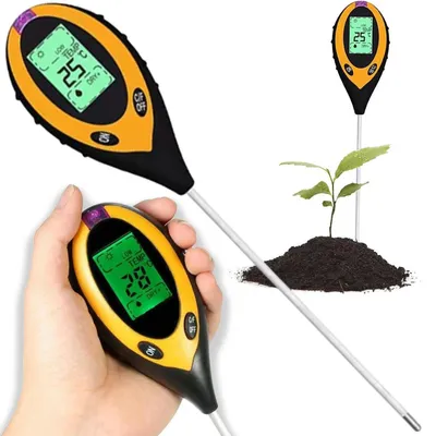 Zdjęcie produktu dla Kwasomierz miernik tester pH gleby 4w1 wilgotność temperatura nasłonecznienie LCD ogrodniczy elektroniczny sonda 20 cm