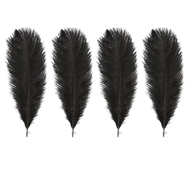 Produktbild von 4 Schwarze Straußenfedern, dekorativ für Bastelarbeiten, ca. 30-35 cm