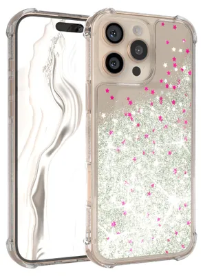 Produktbild von EAZY CASE - Glitzer Hülle kompatibel mit Apple iPhone 16 Pro Max Glitzer Schutzhülle, Soft Case, Backcover Transparent mit Motiv