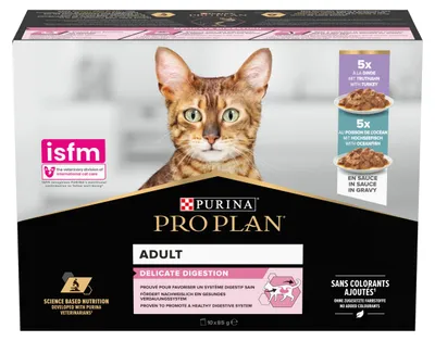 Zdjęcie produktu dla Purina Pro Plan Delicate Digestion 10x85g Mokra Karma Dla Kota z Indykiem i Rybą Oceaniczną w Sosie