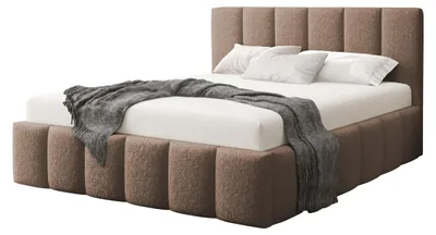Produktbild von MIRJAN24 Polsterbett Lunaro Boucle, Doppelbett mit Bettkasten für die Bettwäsche, Leistenlattenrost aus Laubholz (Farbe: Lambi 04, Größe: 140x200 cm)