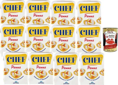 Produktbild von Parmalat Chef Kochsahne 12x200g haltbare Sahne zum Kochen für Pasta, Saucen, Suppen, cremige Konsistenz, italienische Küche Vorratspack + Italian Gourmet polpa